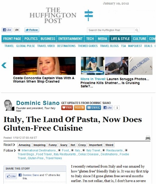 Dominic Siano on gluten-free travel in Italy