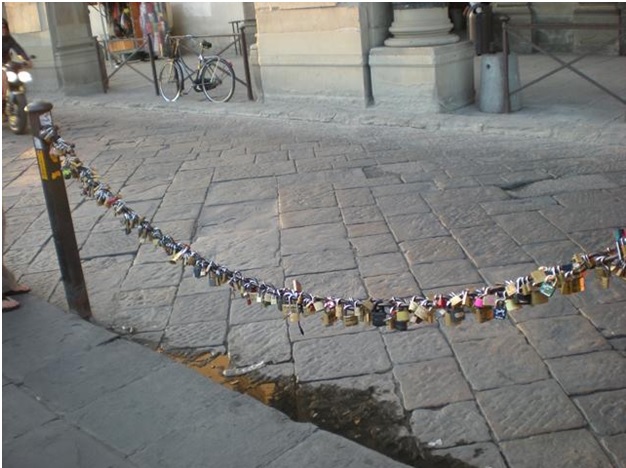 Love locks at Piazzale Michelangelo