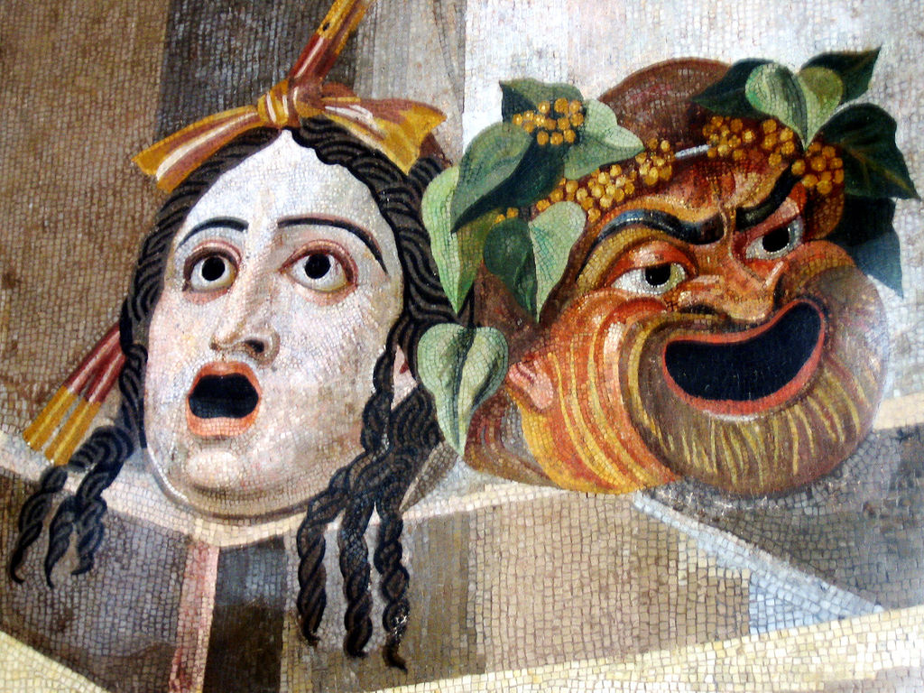 Mask mosaic, Hadrian's Villa, Tivoli, Rome, Italy