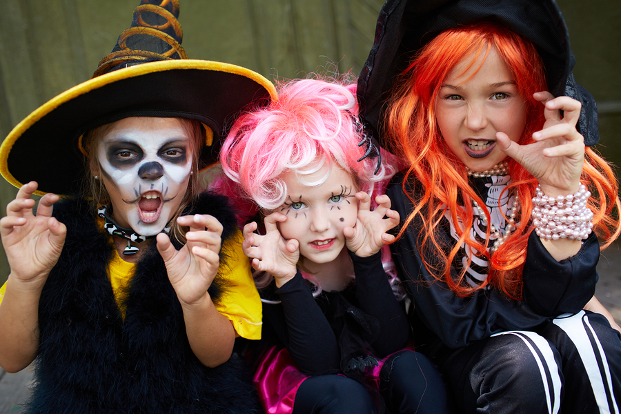 Portrait of three Halloween girls